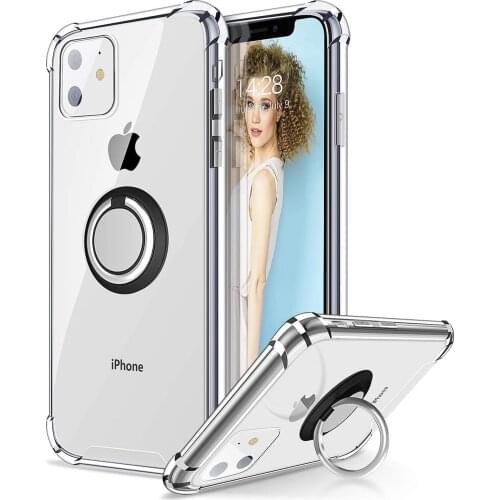 Magnetic Car Finger Ring Shockproof Soft TPU Back Airbag Case For iPhone SE 2nd 2020 12 Mini 11 Pro Max X XR XS 5 6 7 8 Plus