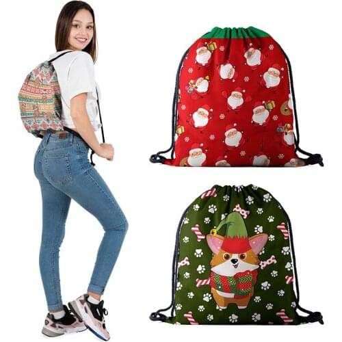 Fashion Printed Backpack Unisex New Christmas Series Cute 300D Oxford Cloth 30*39CM Waterproof Breathable Drawstring Backpack