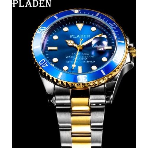Pladen Luxury Original Man Watch Sapphire Glass Gold And Silver Watches Men Luminous Waterproof Wristwatch Outdoor Fashion Party