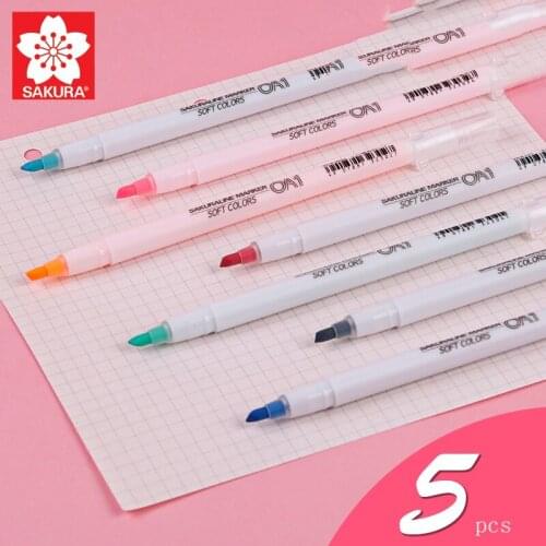 Sakura Highlighter Set Students Double-headed Silver Pen