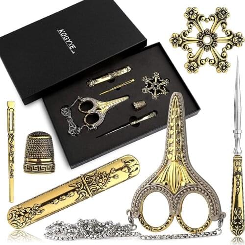 MIUSIE Tailor Scissors Kit Golden Exquisite Retro Scissors Stainless Steel Sewing Tools For Embroidery And Sewing Needlework
