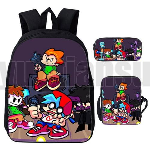 New 3D Friday Night Funkin Backpacks Kids Pencil Case HipHop Travel Rucksack 3Pcs/Set Mochila Boys Girls School Bag Shoulder Bag