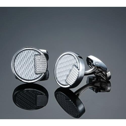Novelty silvery Circular fiber Design Cufflinks High Quality Cuff links round style cufflinks for mens shirt cuff cufflink