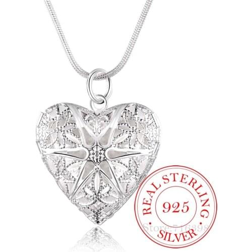 New Arrival Heart Shaped Net Flower Frame Pendant Necklace For Women 925 Serling Silver Fine Jewelry Pendants Necklace Collier
