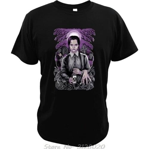 New Men Cotton T Shirt Wednesday Addams Cemetary Comic Movie TShirt Tees Digital Print Short Sleeve Tops
