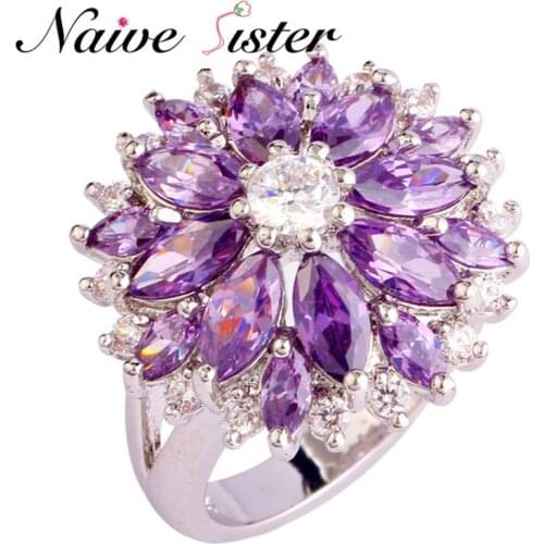 Size 7/8/9 Luxury Fashion Purple Engagement Ring Copper AAA Zirconia Elegant Charm Wedding Rings For Women Vintage Jewelry 2017