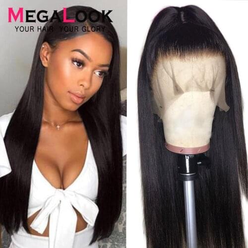 Lace Front Human Hair Wigs Pre Plucked 130 150 180% Density Brazilian Straight Wigs For Women Remy Megalook Hair Human Hair 13x4