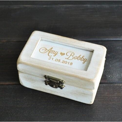 Personalized White Wood Ring Box Rustic Wedding Ring Bearer Pillow Wedding Ring Holder Bridesmaid Gift Box