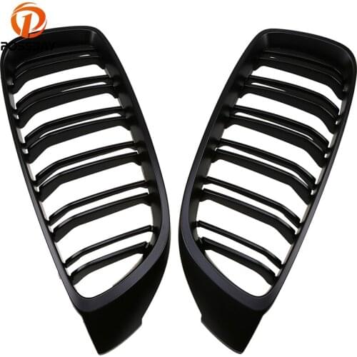 POSSBAY Car Front Kidney Grills for BMW 4-Series F33 425d/428i/428iX Cabrio 2013-2016 Grille Matte Black Double Lines Grilles