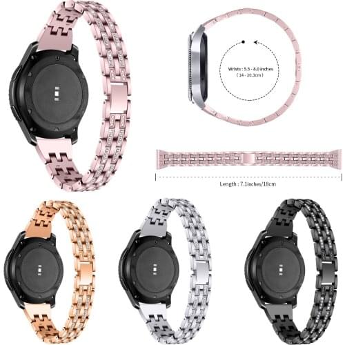 20 22mm Watch Strap For Samsung Gear S2 S3 Band Smart Watch Diamond Stainless Steel Bracelet For Galaxy Watch 46mm 42mm Band