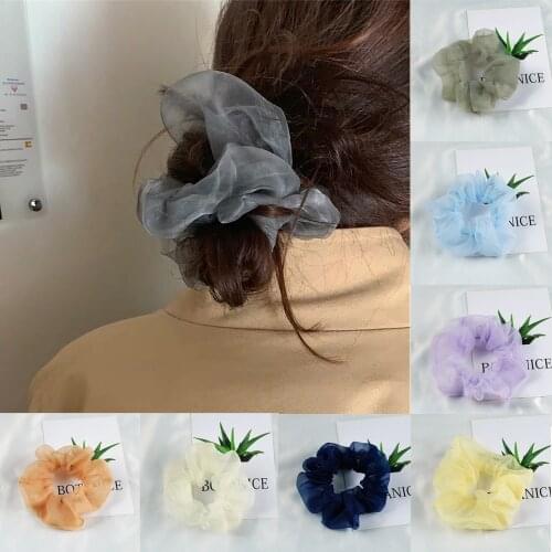Ruoshui Woman Fantastic Organza Hair Ties Solid Girls Scrunchies Ponytail Holders Women Fashion Elastic Hair Band Accessories