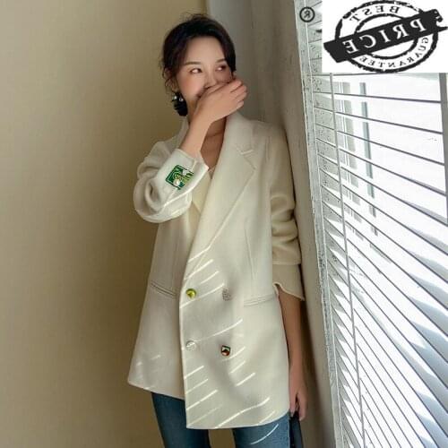 Spring Autumn 2021 100% Wool Coat Female Elegant Ladies Woolen Jacket Women Korean Vintage Blend Coats Jackets Hiver 2a12
