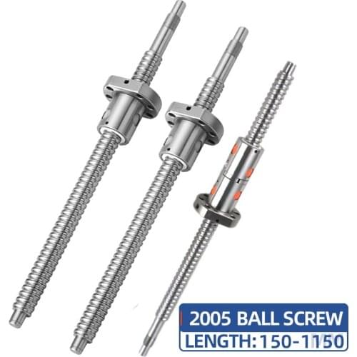 1PC BallScrew SFU2505 DFU2505 ball screw C7 with 2505 flange single/DOUBLE ball nut BK/BF20 end machined for cnc Parts