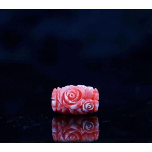 Charms 12*19mm pink artificial coral carving flower cylinder column beads diy accessories 5pcs B923