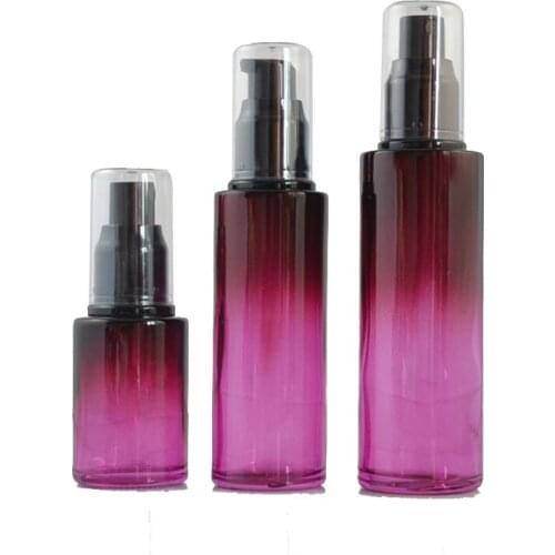 High Grade Purple Glass Travel Bottle Emulsion Skin Care Cosmetic Packaging Container Spray/Pump Bottle 30 60 80 100ml 10pcs/lot