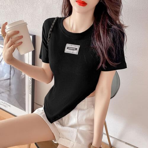 2021Korean Split fork irregular Summer Fashion Short T Shirt Women Tops Slim Short sleeve Women Tshirt womens clothing