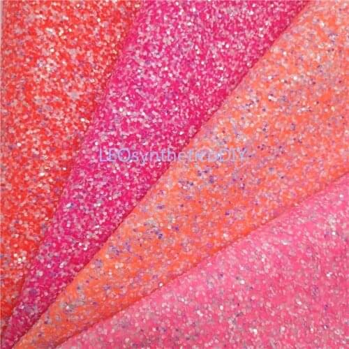 1PC 21X29CM PINK Glitter Fabirc, Chunky Glitter Leather, Glitter Leather Sheets For Making Bows LEOsyntheticoDIY GM4063B