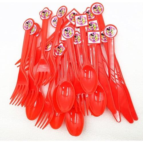 10pcs/set Minnie Party Supplies Plastic Spoons For Kids Spoon Birthday Christmas Festival Party Decoration Favors
