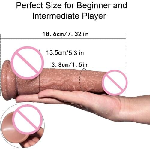 18.6cm Long Realistic Dildofor Women Butt Plug Anal Vaginal Stimulate Sex Toys Suction Cup Dildo Female Erotic Adult Toyshop