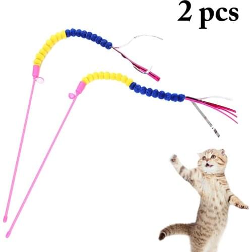 2PCS Cat Teaser Wand Creative Funny Cat Teaser Toy Cat Stick Toy Kitten Teaser Cat Interactive Toys Pet Training Toys for Pet