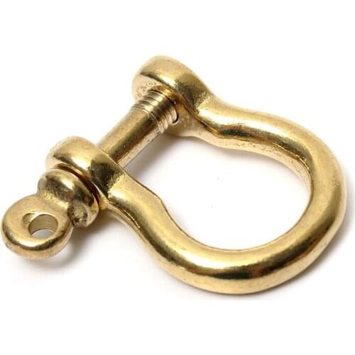 2pcs Solid Pure Brass Carabiner Shackle Key Ring Chain Hook Buckle Strap Copper Horseshoe Buckle DIY Key Buckle