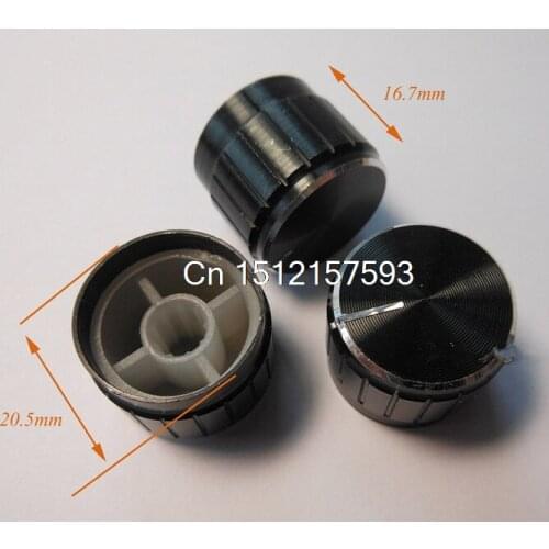 20pcs High Quality Aluminum Potentiometer Volume KNOBS D20.5mm H16.7mm Black