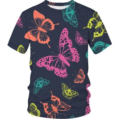 2021 Summer 3D Printed butterfly Pattern T-shirt Fashion Trend Funny Sweatshirt Boy Personalized Casual Shirt Men clothing Tops