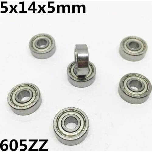 50Pcs 605ZZ 5x14x5 mm Deep groove ball bearing Miniature bearing High quality High speed Advanced R-1450ZZ