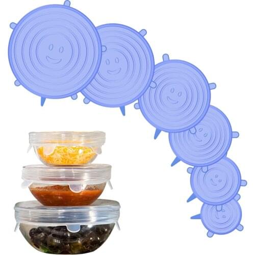6/12Pcs Silicone Stretch Lids Food Fresh-Keeping Lids Reusable Food Wrap Sealed Silicone Lids Keep Fresh Stretchy Bowl Cover
