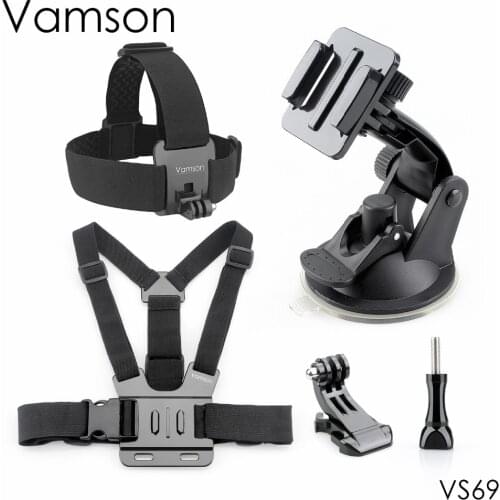 Vamson for Xiaomi for Yi 4 K Accessories Head Strap Chest Strap Suction Cup For Gopro Hero 5 4 3+ 4session for EKEN H9R VS69