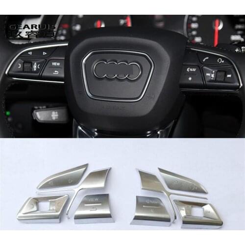 Car styling steering wheel buttons frame decoration Covers stickers for Audi Q3 Q5 A1 A3 8V A4 B9 B8 A5 A7 A6 C8 Q7 Accessories