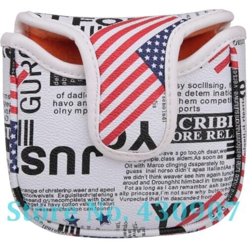 Free Shipping 1pc Synthetic Leather with USA Stars & Strips Golf Club Square Mallet Putter Head Cover with Magnetic Closure