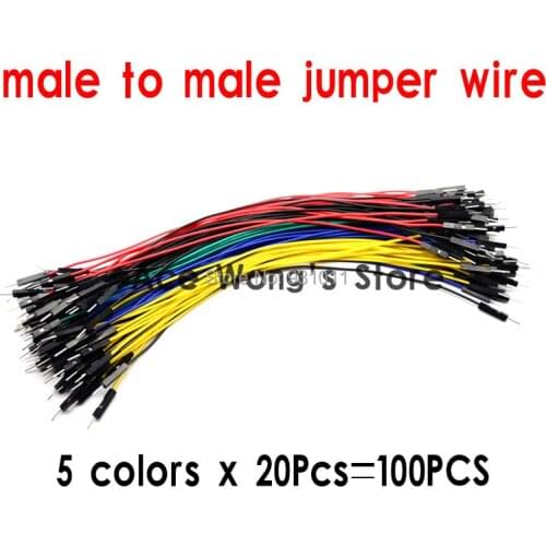 Free shipping New 100pcs = 5 Colors x 20pcs 1p to 1p 20cm male to male jumper wire Dupont cable