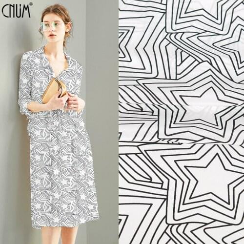 CNUM SCD094 100% Natural Silk Crepe De Chine/ Pentagram /Silk Fabric Width 1.48yd Thickness 14mm