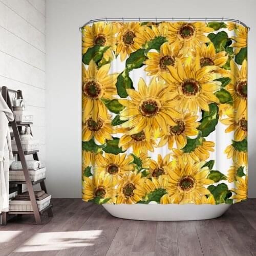 Floral Sunflower Shower Curtains Bathroom Curtain Bath Products Bathroom Decor with Hooks Waterproof Rideau