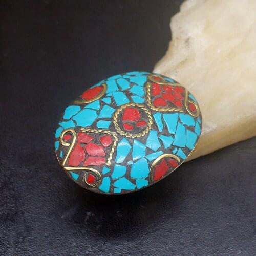 Gemstonefactory Jewelry Big Promotion Single Unique Yellow Gold Plated Turquoise Coral Women Men Gifts Rings 8# 20213156