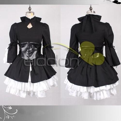 Game Fate/Stay Night Saber Cosplay Costume Fashion Black Gothic Dress Halloween Party Role Play Clothing Custom-Make Any Size