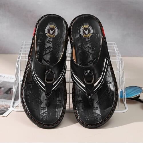 Cheap flip flops leather slippers designer 2020 new summer mens 39 sandals casual home for beach quality male lightweight klapki