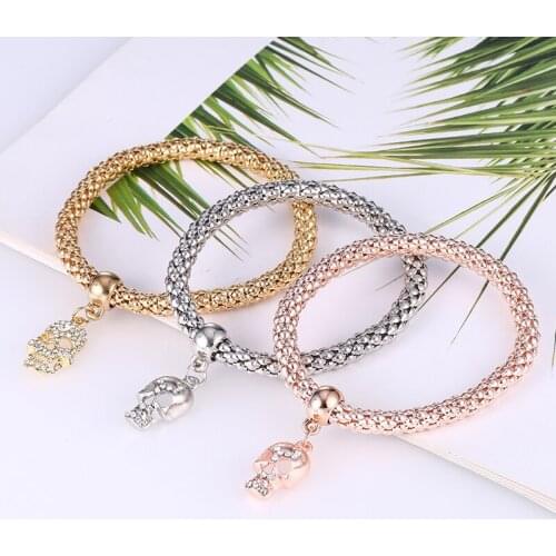 L&H 3PCS/Set Hot Selling Bracelets Set Skull with Rhinestone Bracelets For Women Personality Punk Style Bracelets Bangles 2019