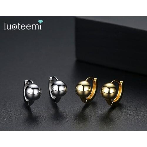 LUOTEEMI Romantic Small Ball Stud Earrings for Women Party Dating Jewelry Gold or White Gold Color Cute Orecchini Donna Gift