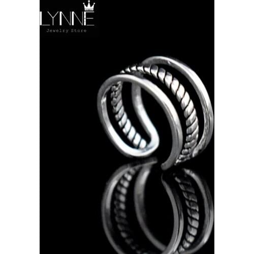 LYNNE Jewelry Antique Silver Plated Twist Weave Three Layer Rings Wholesale Women Fashion Gift Open Adjustable Multilayers Ring