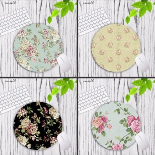 Mairuige Small floral Custom DIY Flower Art Print Mouse Pad Anti-Slip Round Mousepad Gift Gaming Speed Mice Mats Mouse Mat
