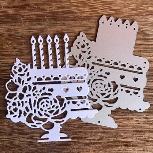 MEET HUANG Birthday Flower Cake Metal Cutting Dies Steel Craft Die Cut New 2021 for Card Making Home Party Decoration