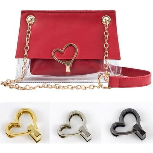 Bag Metal Heart Shape Clasp Turn Twist Locks DIY Handbag Purse Heart Shape Hardware Closure Bags Parts Accessories