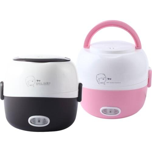 MINI rice cooker insulation heating electric lunch box 2 layers Portable Steamer multifunction automatic Food Container EU