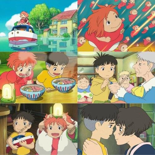 Hayao Miyazaki Anime Diamond Embroidery Full Goldfish on The Cliff Diamond Painting Cross Stitch Kits Mosaic Room Decoration