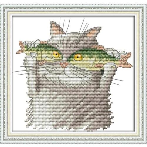 I love fish cross stitch kit aida 14ct 11ct count print canvas stitches embroidery DIY handmade