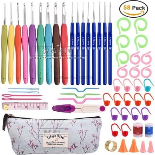20set 58Pcs 14cm Portable Colorful Crochet Hooks Needles Set DIY Crafts Knitting Needles Sewing Needles Pins sewing Tools