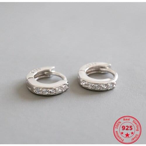 Simple Korean S925 Sterling Silver Micro Set Zircon Earrings Exquisite Zircon Earrings Personality Female Student Silver Jewelry