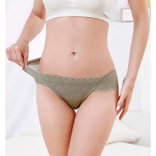 Traceless Sexy Lace Underwear Womens Large Size Girls Low Waist Briefs Breathable Underpants Comfortable Soft Floral Lingerie